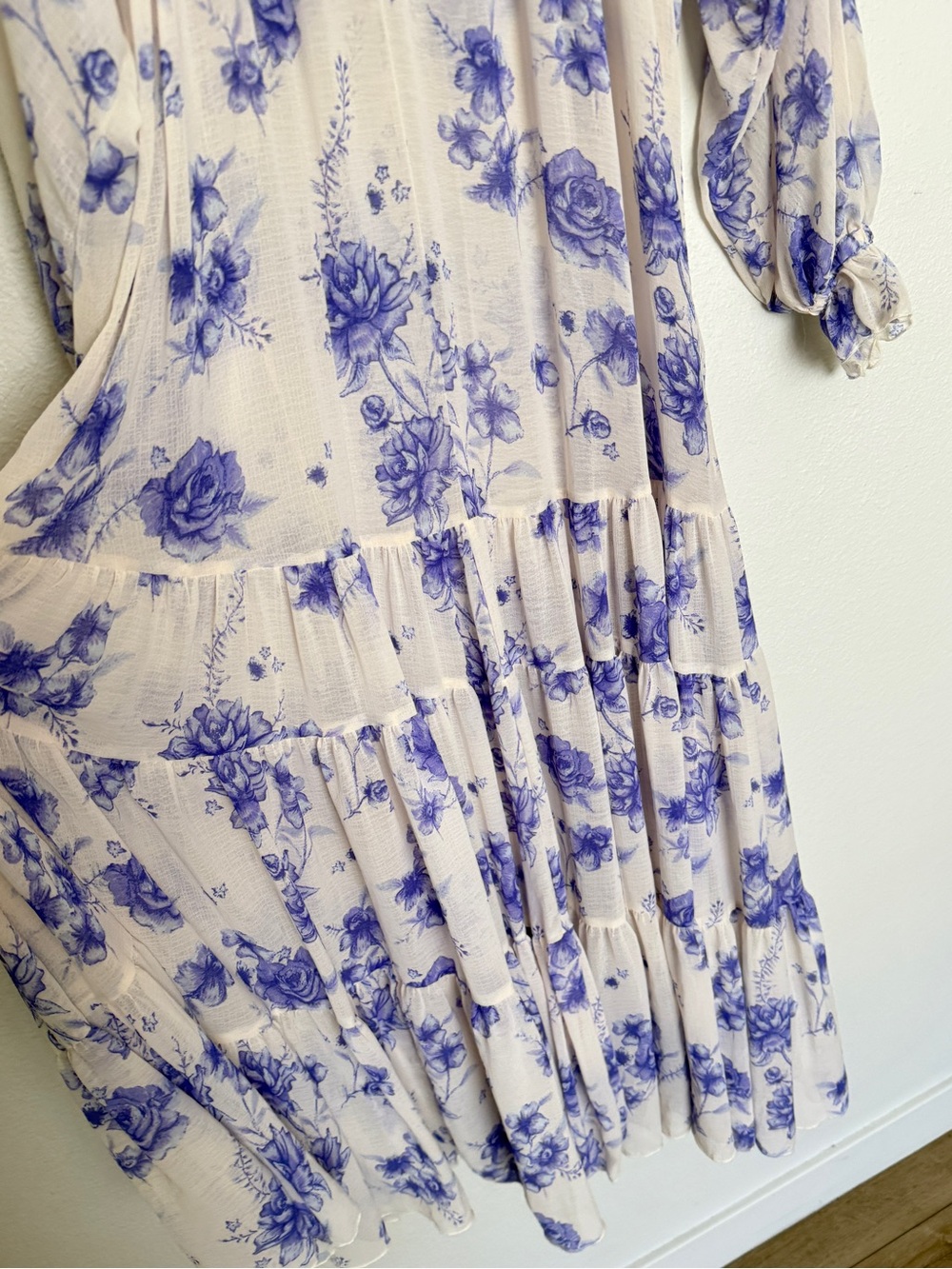Free People Feeling Groovy Floral Maxi Dress Tiered Ruffle Prairie Boho - Picture 8 of 14